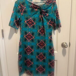 Floral Teal and Red Dress